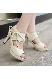 Women's Shoes Heel Heels / Peep Toe / Platform Sandals / Heels Outdoor / Dress / Casual Black / Pink / Beige