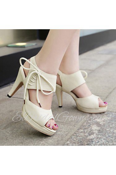 Women's Shoes Heel Heels / Peep Toe / Platform Sandals / Heels Outdoor / Dress / Casual Black / Pink / Beige