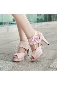 Women's Shoes Heel Heels / Peep Toe / Platform Sandals / Heels Outdoor / Dress / Casual Black / Pink / Beige