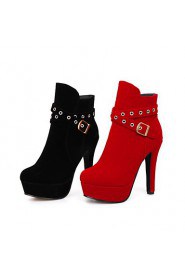 Women's Shoes Faux Stiletto Heel Fashion Boots/Round Toe Boots Dress/Casual Black/Red