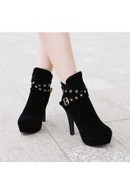 Women's Shoes Faux Stiletto Heel Fashion Boots/Round Toe Boots Dress/Casual Black/Red