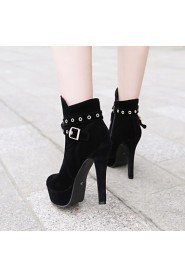 Women's Shoes Faux Stiletto Heel Fashion Boots/Round Toe Boots Dress/Casual Black/Red