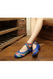 Women's Shoes Canvas Flat Heel Espadrilles Flats Casual Red / Navy