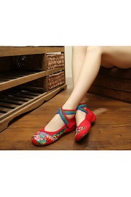 Women's Shoes Canvas Flat Heel Espadrilles Flats Casual Red / Navy
