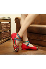 Women's Shoes Canvas Flat Heel Espadrilles Flats Casual Red / Navy