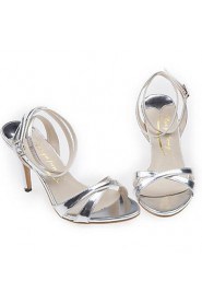 Women's Shoes Leather Stiletto Heel Slingback Sandals Dress Silver/Gold