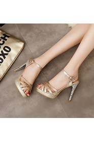 Women's Shoes Heel Heels / Peep Toe / Platform Sandals / Heels Party & Evening / Dress / Casual Silver / Gold/YX5-1