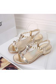 Women's Shoes Heel Peep Toe Sandals Outdoor / Party & Evening / Dress Silver / Gold