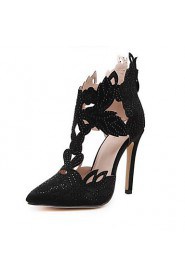 Women's Shoes Lace / Patent Leather / Leatherette Stiletto Heel Heels Heels Party & Evening / Dress / Casual Black