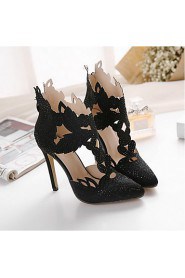 Women's Shoes Lace / Patent Leather / Leatherette Stiletto Heel Heels Heels Party & Evening / Dress / Casual Black