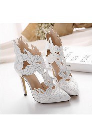 Women's Shoes Lace / Patent Leather / Leatherette Stiletto Heel Heels Heels Party & Evening / Dress / Casual Black