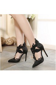 Women's Shoes Lace / Patent Leather / Leatherette Stiletto Heel Heels Heels Party & Evening / Dress / Casual Black