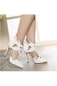 Women's Shoes Lace / Patent Leather / Leatherette Stiletto Heel Heels Heels Party & Evening / Dress / Casual Black