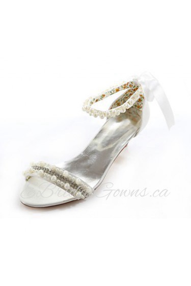 Women's Shoes Silk / Leatherette Low Heel Heels Heels Wedding / Party & Evening / Dress White / Beige