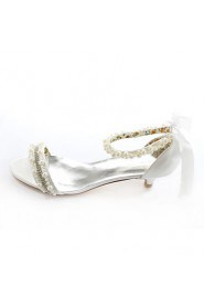 Women's Shoes Silk / Leatherette Low Heel Heels Heels Wedding / Party & Evening / Dress White / Beige