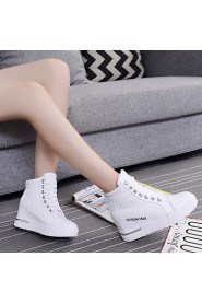 Women's Shoes Canvas Wedge Heel Round Toe Athletic Shoes Outdoor / Athletic / Dress / Casual Black / White