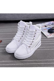 Women's Shoes Canvas Wedge Heel Round Toe Athletic Shoes Outdoor / Athletic / Dress / Casual Black / White