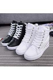 Women's Shoes Canvas Wedge Heel Round Toe Athletic Shoes Outdoor / Athletic / Dress / Casual Black / White