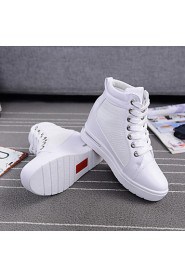 Women's Shoes Canvas Wedge Heel Round Toe Athletic Shoes Outdoor / Athletic / Dress / Casual Black / White