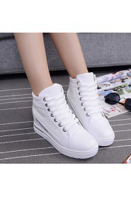 Women's Shoes Canvas Wedge Heel Round Toe Athletic Shoes Outdoor / Athletic / Dress / Casual Black / White