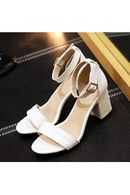 Women's Shoes Leatherette Chunky Heel Peep Toe Sandals Wedding / Office & Career / Party & Evening