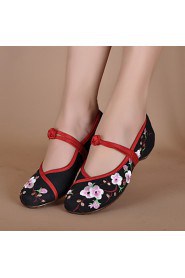 Women's Shoes Canvas Flat Heel Round Toe Flats Casual Black/Ivory