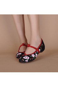 Women's Shoes Canvas Flat Heel Round Toe Flats Casual Black/Ivory