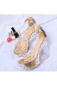 Women's Shoes Amir New Style Wedding / Party & Evening / Dress Silver / Gold Wedge Heel Peep Toe Sandals