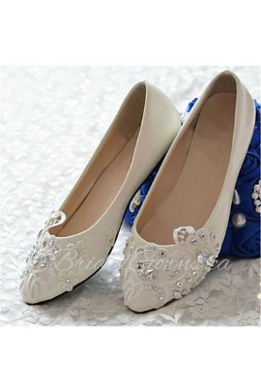 Women's Shoes Leather Flat Heel Pointed Toe Flats Wedding/Party & Evening White