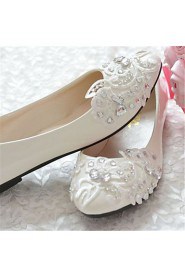 Women's Shoes Leather Flat Heel Pointed Toe Flats Wedding/Party & Evening White