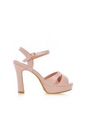 Women's Shoes Chunky Heel Heels / Peep Toe / Platform Sandals Wedding / Party & Evening / Pink / White / Almond