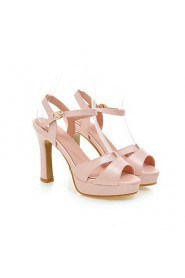 Women's Shoes Chunky Heel Heels / Peep Toe / Platform Sandals Wedding / Party & Evening / Pink / White / Almond