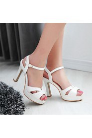 Women's Shoes Chunky Heel Heels / Peep Toe / Platform Sandals Wedding / Party & Evening / Pink / White / Almond