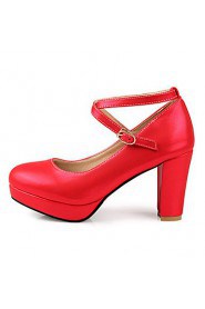 Women's Shoes Chunky Heel Heels / Platform / Round Toe Heels Wedding / Party & Evening / Dress Pink / Red / White