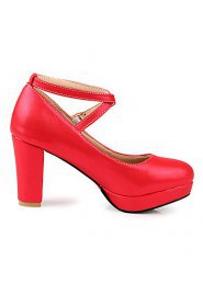 Women's Shoes Chunky Heel Heels / Platform / Round Toe Heels Wedding / Party & Evening / Dress Pink / Red / White