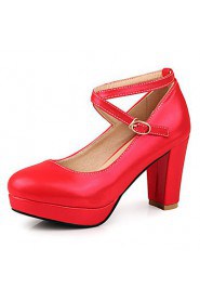 Women's Shoes Chunky Heel Heels / Platform / Round Toe Heels Wedding / Party & Evening / Dress Pink / Red / White