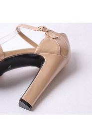 Women's Shoes Patent Leather Chunky Heel Peep Toe / Platform Sandals Wedding / Party & Evening / Silver / Almond