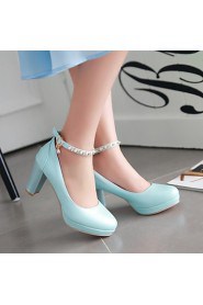 Women's Shoes Chunky Heel Heels/Platform/Round Toe Heels Office & Career/Dress Black/Blue/Pink/White