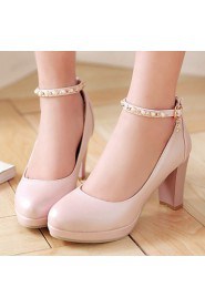 Women's Shoes Chunky Heel Heels/Platform/Round Toe Heels Office & Career/Dress Black/Blue/Pink/White