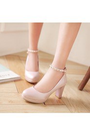 Women's Shoes Chunky Heel Heels/Platform/Round Toe Heels Office & Career/Dress Black/Blue/Pink/White