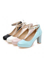 Women's Shoes Chunky Heel Heels/Platform/Round Toe Heels Office & Career/Dress Black/Blue/Pink/White