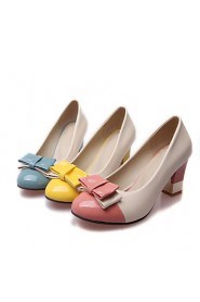 Patent Leather Women's Chunky Heel Round Toe Pumps/Heels Shoes (More Colors)