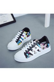 Women's Shoes Leatherette Platform Comfort Fashion Sneakers Outdoor / Casual Black / White