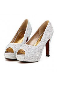 Women's Shoes Peep Toe Stiletto Heel Pumps with Crystal Wedding Shoes