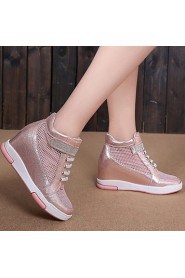 Women's Shoes Leatherette Wedge Heel Wedges / Heels Fashion Sneakers Outdoor / Office & Career / Athletic / Casual Pink