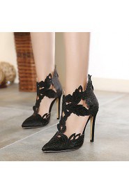 Women's Shoes Synthetic Stiletto Heel Pointed Toe Heels Party & Evening / Dress Black / White