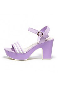 Women's Stripe Platform Chunky Heel Sandals (purple)