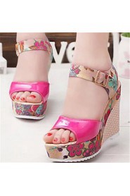 Women's Shoes Wedge Heel Open Toe Sandals Dress Blue/Pink/White/Beige