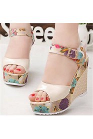 Women's Shoes Wedge Heel Open Toe Sandals Dress Blue/Pink/White/Beige