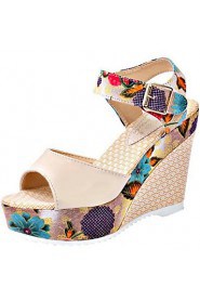 Women's Shoes Wedge Heel Open Toe Sandals Dress Blue/Pink/White/Beige